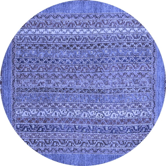 Ahgly Company Indoor Round Oriental Blue Modern Area Rugs, 6' Round