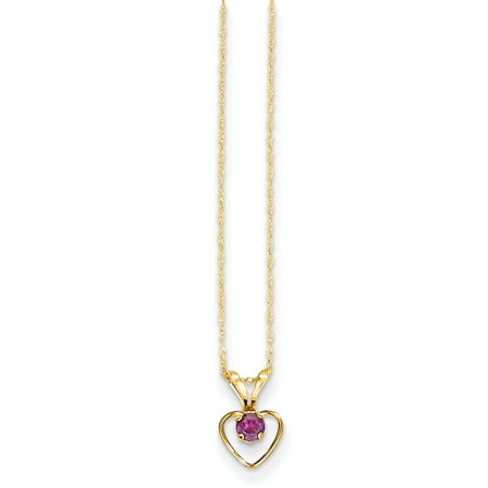 January Birthstone Heart Charm (14k Yellow Gold 3mm Rhodolite Red Garnet Heart Birthstone Chain Necklace Pendant Charm Kid For)