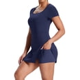 thumbnail image 4 of Ronuti Womens Athletic Dresses for Women Tennis Dresses Square Neck Built in Shorts Pockets Short Sleeve Golf Workout Active Dress, 4 of 10