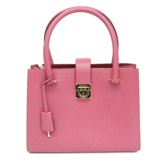 Pre-Owned Salvatore Ferragamo Gancini AU 21 D658 Women's Leather Handbag Pink (Good)