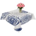thumbnail image 2 of Navy Blue Chrysanthemum Table Cloth Waterproof Tablecloths, Farmhouse Botanical Floral Modern Tablecloth Dining Table Cover for Kitchen Party Tabletop Outdoor, Square Tablecloth 54x54 Inch, 2 of 9