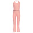 thumbnail image 6 of iiniim Girls Sequins Jumpsuit One Piece Fish Scale Performance Leotard Mermaid Mesh Halter Flared Leg Bodysuit Pink 16, 6 of 7