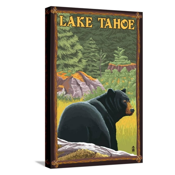 Art.com Bear in Forest - Lake Tahoe, California Stretched Canvas Print Wall Art by Lantern Press, 12" x 18"