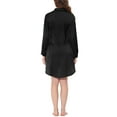 thumbnail image 3 of Unique Bargains Women's Pajamas Nightshirt Long Sleeves Button Down Satin Nightgown XS Black, 3 of 5