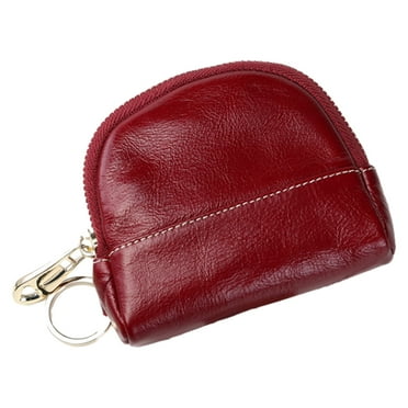 Women’s Coin Purse Leather Change Wallet, Coin Pouch with Keyring Coin Pocket Mini Money for Women Credit Card ID Key Headset Lipstick