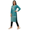 thumbnail image 4 of Maple Clothing Indian Kurti for Women Printed Long Kurta (Turquoise, L), 4 of 6