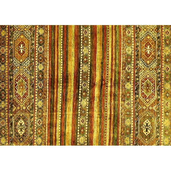 Ahgly Company Indoor Rectangle Abstract Yellow Modern Area Rugs, 8' x 10'