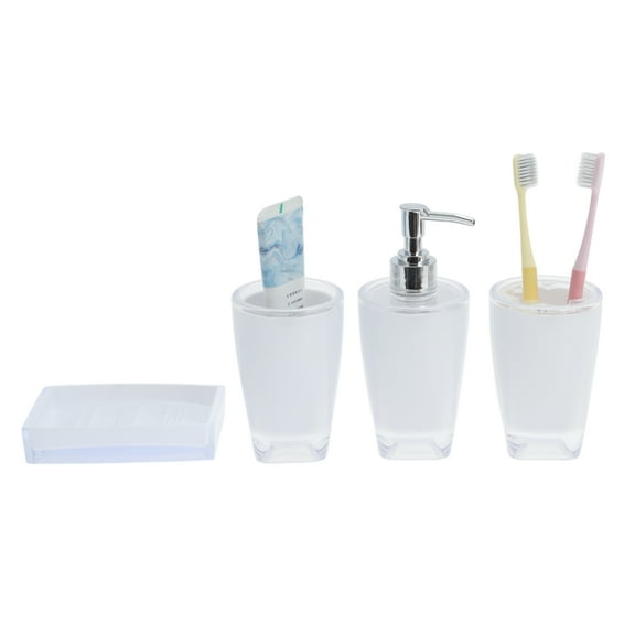 Unique Bargains 3 Pcs Reusable Bathroom Accessories Set White