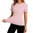 thumbnail image 1 of Uootdi T Shirts for Women Short Sleeve Solid Running Tops Daily Active Style Quick Dry Breathable Fitted Shirts Gift, 1 of 7
