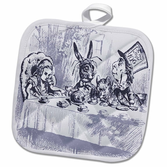 3dRose, Image of Alice Wonderland Mad Tea Party In Violet, 8x8 Potholder