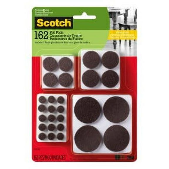Scotch Self-Stick Felt Pads, SP847-NA, Brown, 162/ pack
