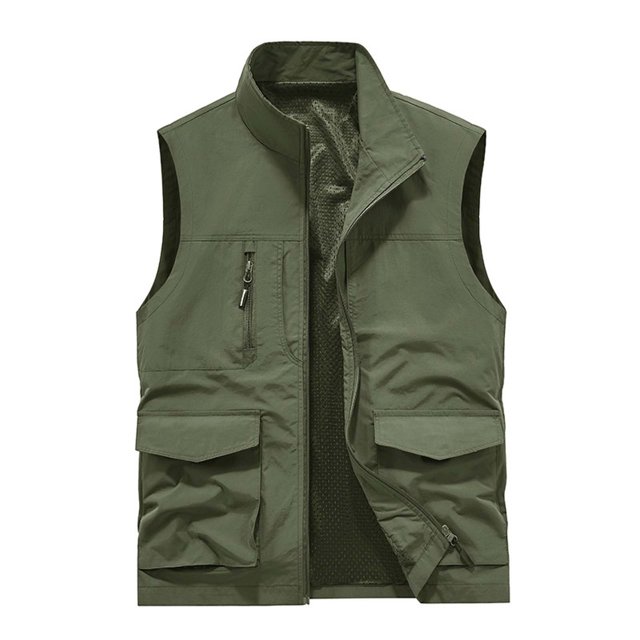 Birdeem Mens Work Clothes Jacket Solid Color Stand Collar Multiple Pockets Outdoor Sports Photography Leisure Coat