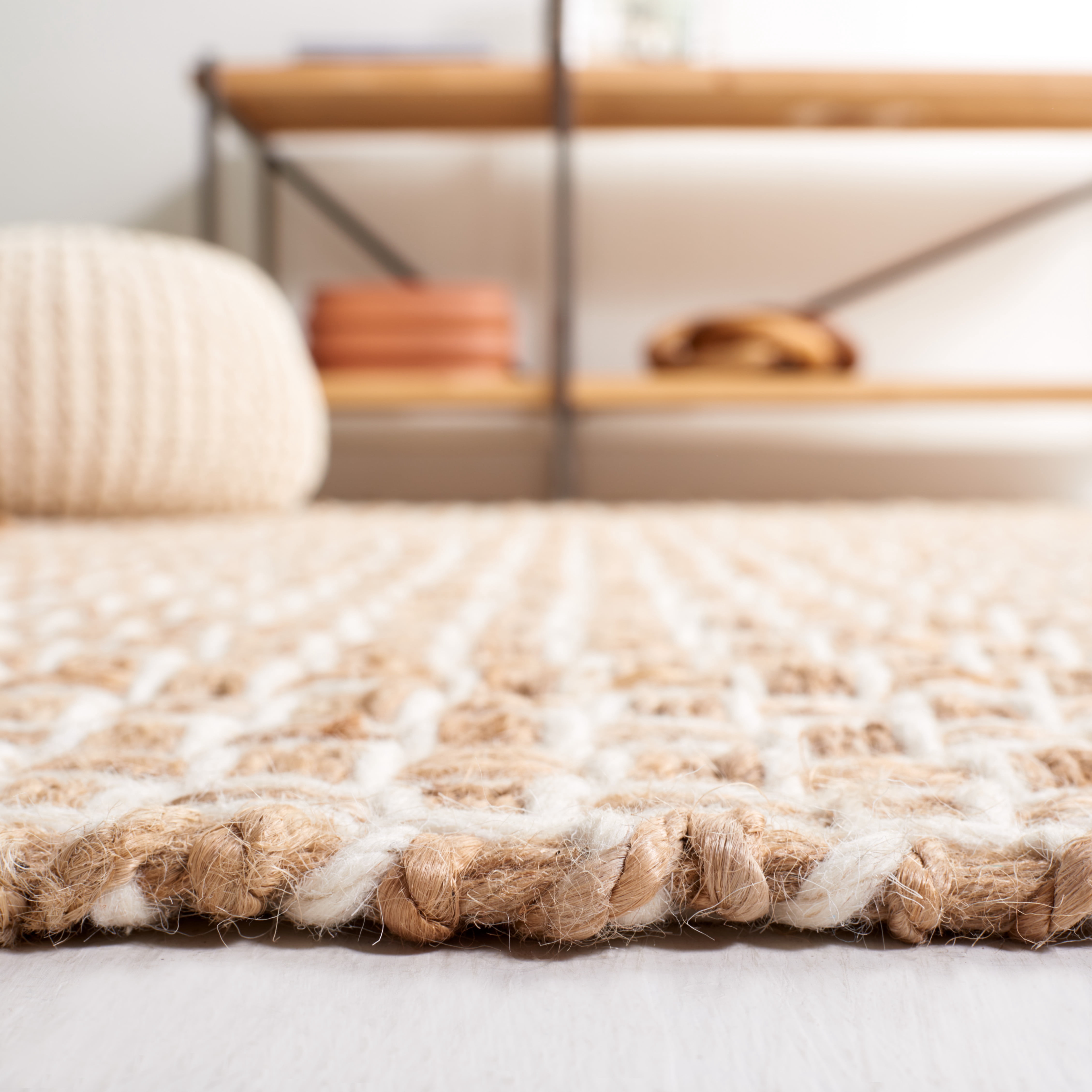 SAFAVIEH Natural Fiber Ella Solid Area Rug, Natural/Ivory, 8' x 10'