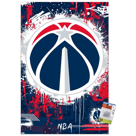 NBA Washington Wizards - Maximalist Logo 23 Wall Poster with Push Pins, 22.375" x 34"