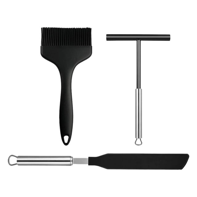 3 piezas de esparcidor y cepillo para crepes, accesorios de cocina, utensilios de cocina, esparcidor de tartas de huevo de acero inoxidable,
