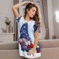 thumbnail image 3 of Kdxio Cute Gnomes in USA1 Pattern Womens Short Sleeve Sleepshirt Scoopneck Cute Nightdress Ruffle Comfy Nightgown, 3 of 6