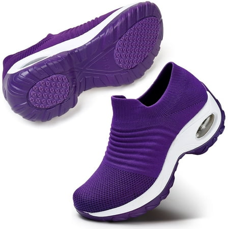 STQ Women s Walking Shoes Slip on Breathable Sneakers Purple US 6
