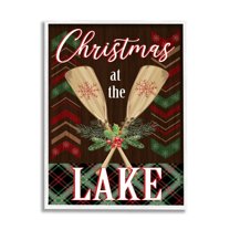 Stupell Industries Christmas At Lake Seasonal Oars Holiday Painting White Framed Art Print Wall Art