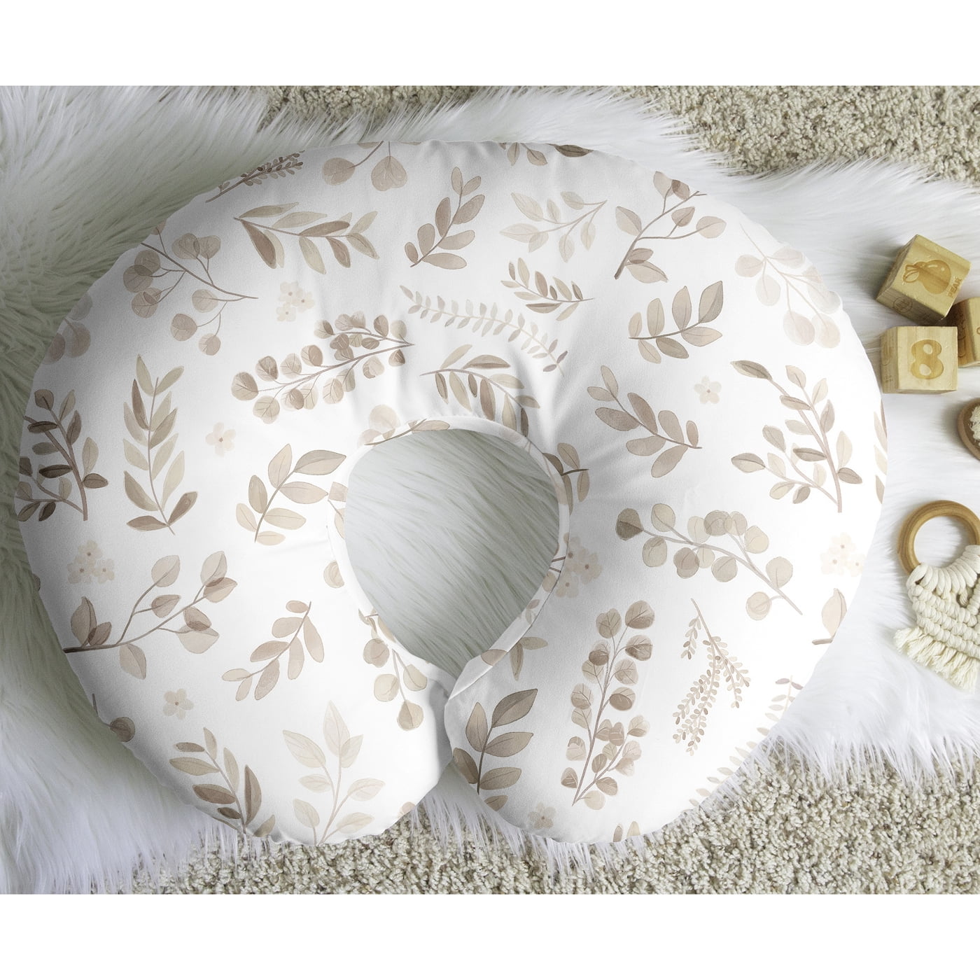 Sweet Jojo Designs Botanical Beige and Taupe Nursing Pillow Cover Case (Pillow Not Included) (Pillow NOT Included)