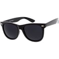 thumbnail image 2 of Classic Horn Rimmed Sunglasses Metal Rivets Wide Arms Square Lens 52mm (Black / Dark Smoke), 2 of 4