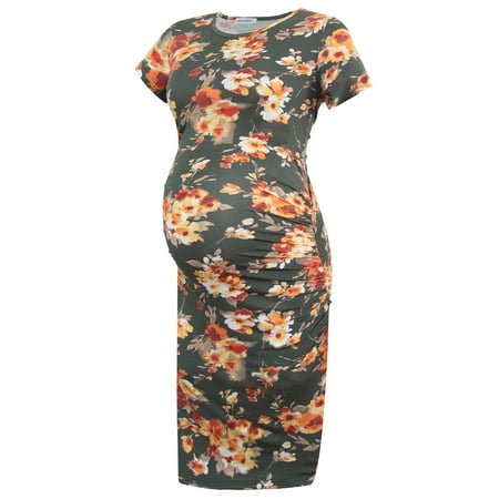 

Smallshow Women s Short Sleeve Maternity Dress Clothes Ruched Pregnancy Bodycon Dress