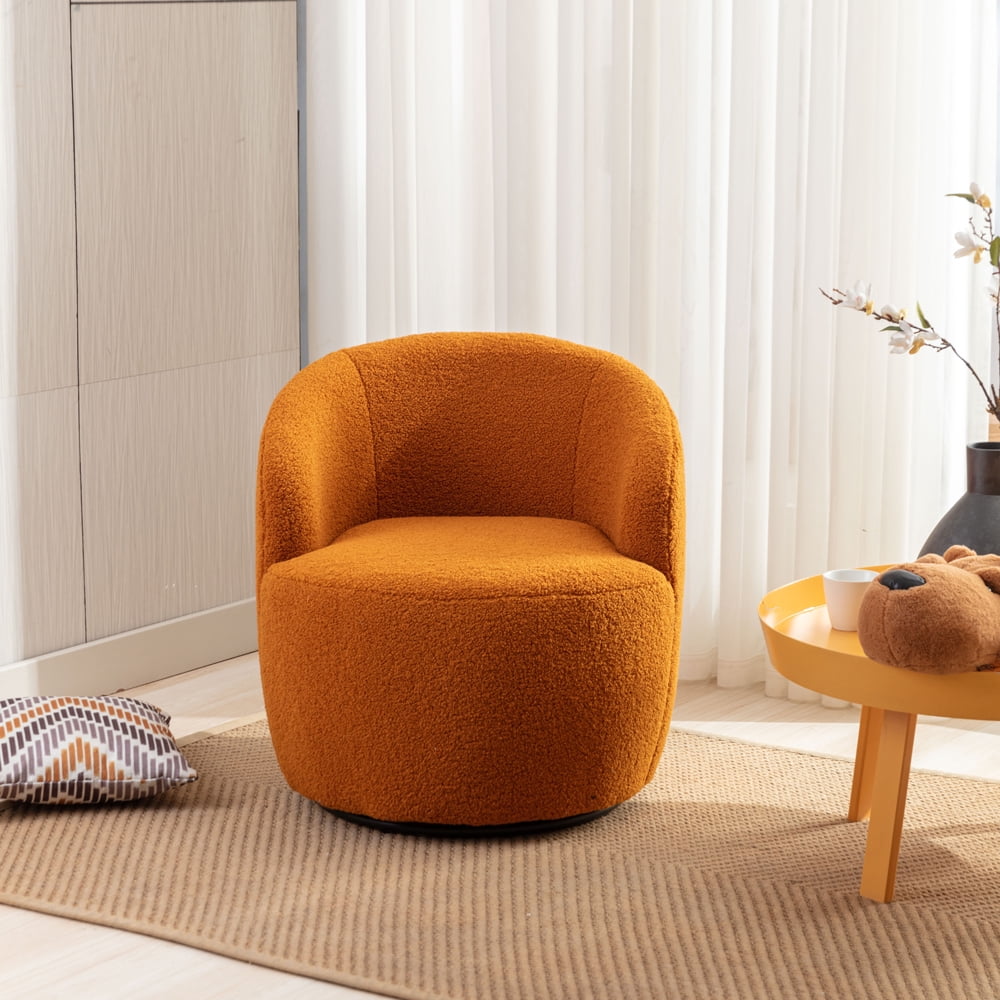 GNIXUU Small Swivel Chair, Teddy Fabric Swivel Accent Barrel Armchair ...