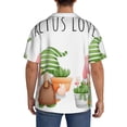 thumbnail image 3 of Lsque Cactus Gnome print Men's Cuban Collar Short Sleeve Shirt Summer Beachwear Casual Button Down Fashionable Vacation Leisure Shirt-X-Large, 3 of 7