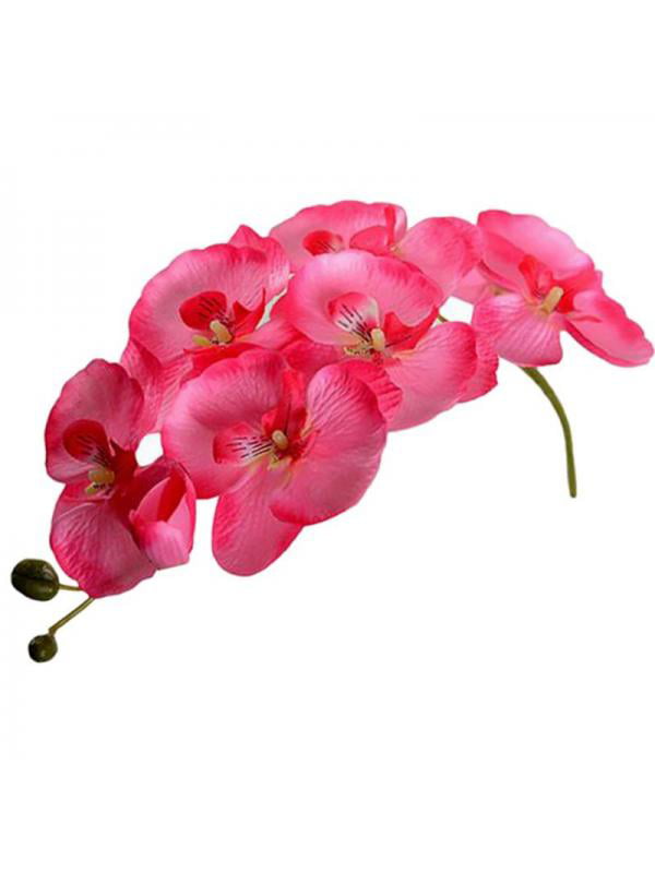 8 Heads Plastic Fake Flowers Green Leaves Artificial Butterfly Orchid Leaf Silk 