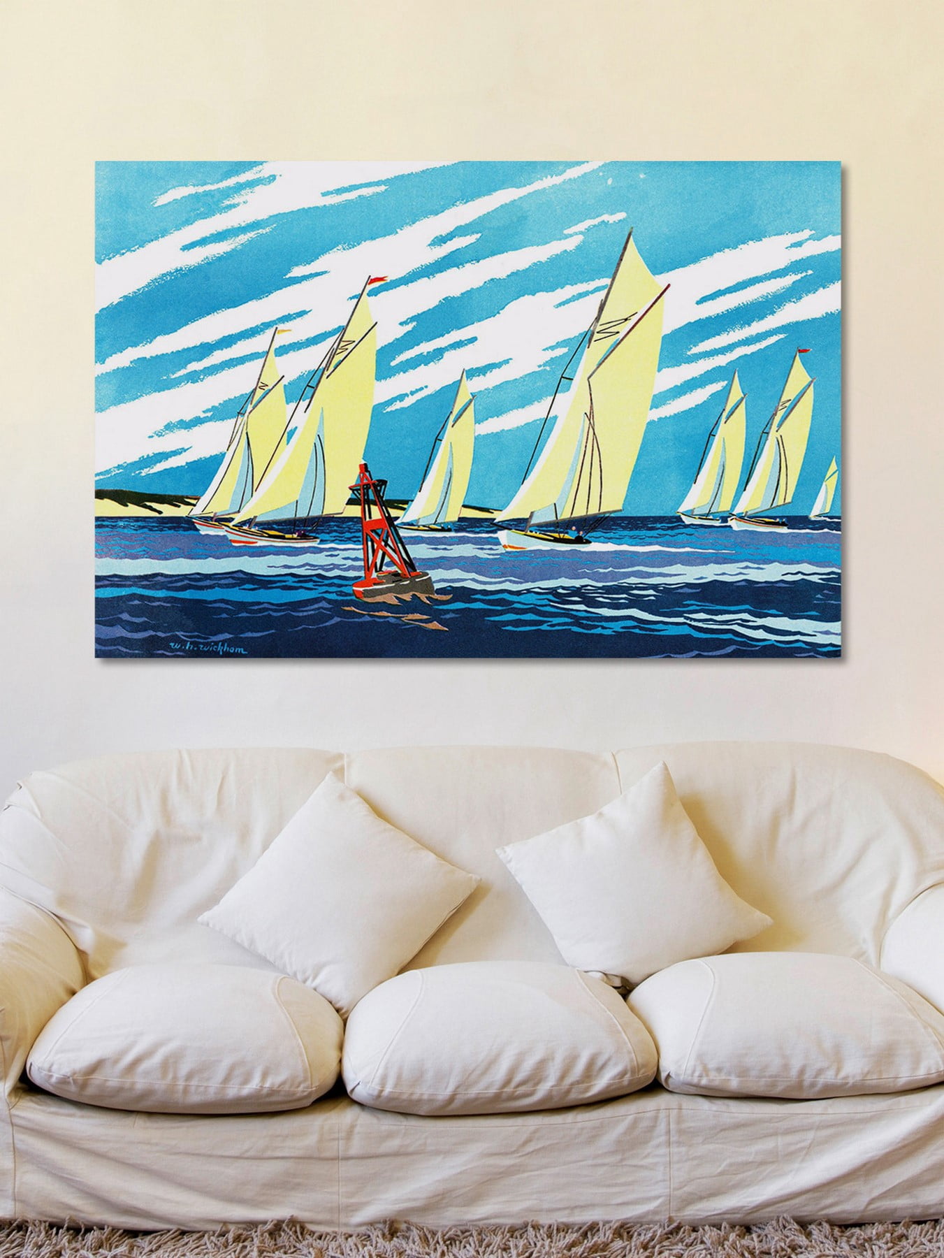 "Yellow Sailboats" Painting Print on Wrapped Canvas