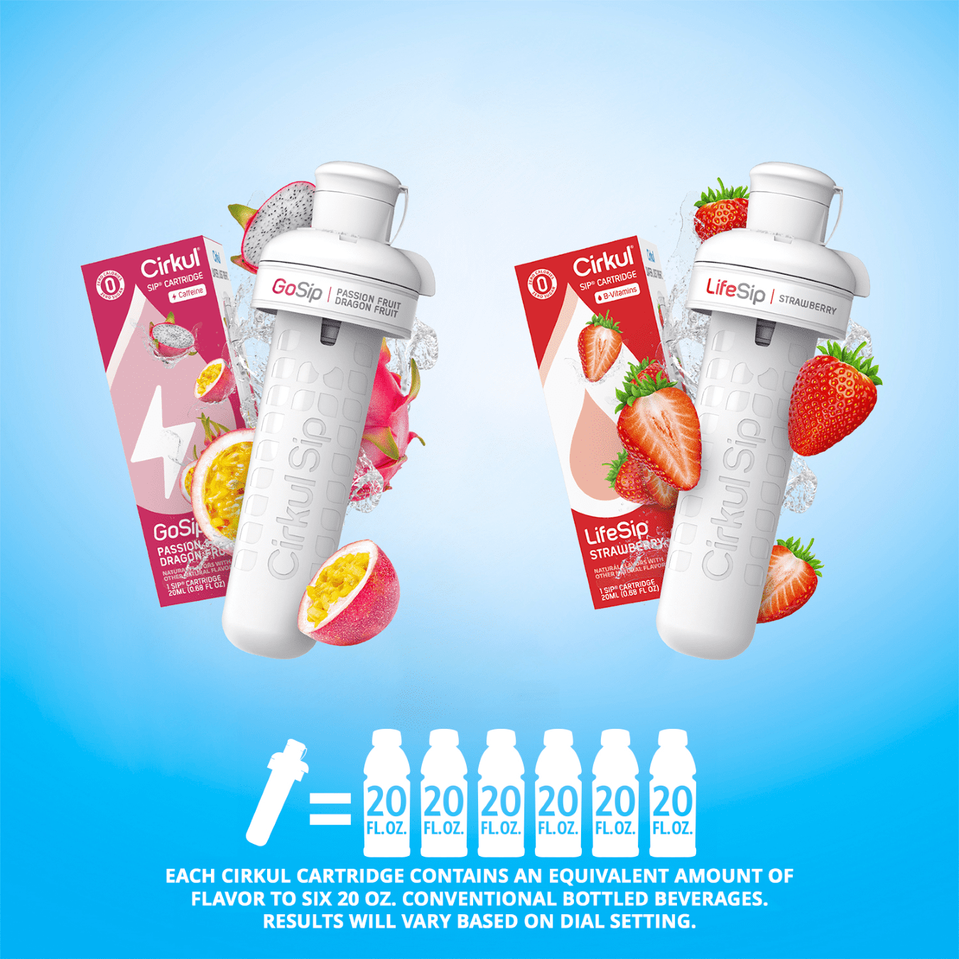 Cirkul 32oz Blush Pink Stainless Steel Starter Kit with Light Pink & White Cirkul Lid 2.0 and 2 Flavor Cartridges (Strawberry & Passion Fruit Dragon Fruit)