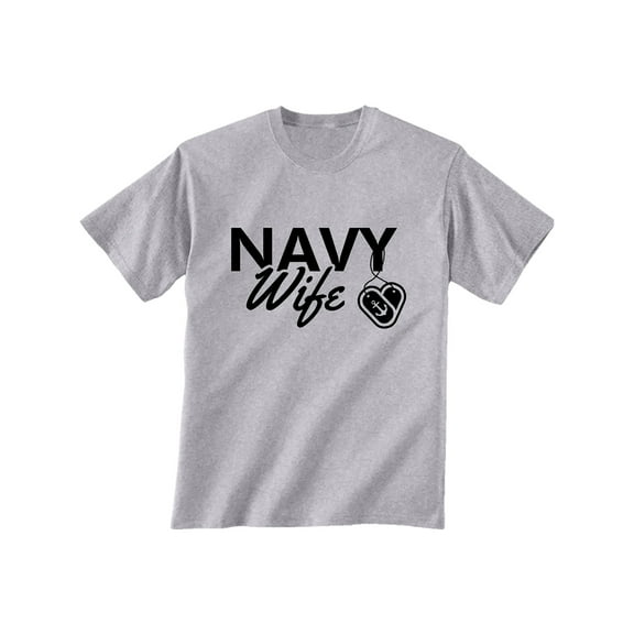 Navy Wife Dogtags Short Sleeve T-Shirt in grey