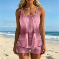 thumbnail image 6 of Tankini Swimsuits for Women Summer Striped Tummy Control Two Piece Bathing Suits Tank Tops with Swim Shorts Swimwear, 2XL, 6 of 6