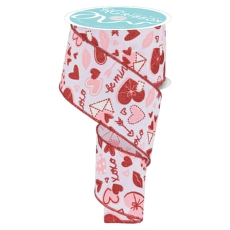 2.5" Valentine Graphics Ribbon: White (10 Yard)
