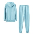 thumbnail image 4 of Brondbend Track Suits for Women Set Sweatsuits Women Long Sleeved Hooded Zipper Solid Pocket Drawstring Sweatshirt and Fashion Sweatpant Outfits Loose Fall Winter Athletic Set,Light Blue, 4 of 6