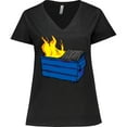thumbnail image 3 of Inktastic Dumpster Fire Women's Plus Size V-Neck T-Shirt, 3 of 5
