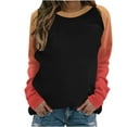 thumbnail image 4 of Youyipin Long Sleeve Shirts for Women Oversized Sweatshirt for Women Fall Winter Trendy Patchwork Color Plunge Sleeve Round Neck Lightweight Pullover Tops, 4 of 5
