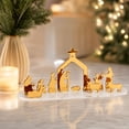 thumbnail image 6 of Lilixerw Gold Nativity Scene Figurine, Acrylic Mirror Tabletop Manger Decor with Angel Shepherds on Clear Base for Christmas Home Decorations, 6 of 7