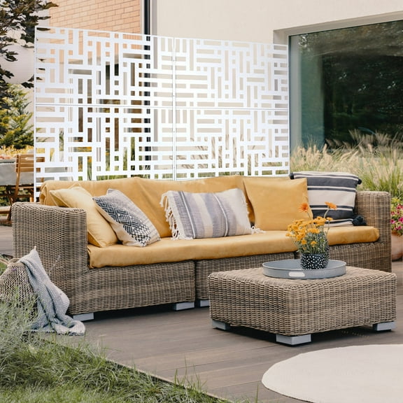 Outdoor & Indoor Privacy Screen Metal Privacy Screen 76" H×48" W, Freestanding Decorative Privacy Screen for Deck Balcony Patio, Privacy Fence Panels for Outside Lawn Garden