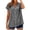 Grey#02, variant on Womens Striped Tunic Tops Button Front Shirts Split V Neck Short Sleeve Blouses Loose Fit Business Casual XXL&Light Purple#02