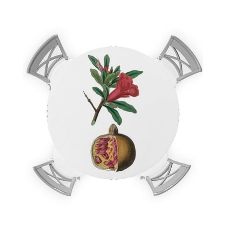 

Round Tablecloth with Elastic Fruits Flower Theme-Pomegranate Waterproof Stain-proof Table Cover Wipeable Fitted Table Cloths for 45 -54 Round Tables Dining Kitchen
