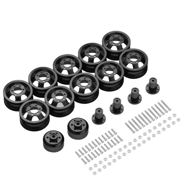 Repuesto de cubo de rueda doble de metal 6WD para camión militar WPL B36 1/16 RC Abanopi tipo 3-negro