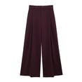 thumbnail image 3 of HH TRAF 2024 Conjunto de mujer vino tinto escote en V sin mangas blusa de un solo pecho + pantalones largos de cintura alta con cremallera trajes de otoño mujer moda, 3 of 5