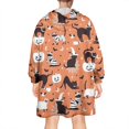 thumbnail image 2 of Wearable Oversized Blanket,Halloween Cat Pattern Wearable Blanket Hoodie for Adults,Cozy Hooded Blankets with Super Pockets,Super Warm Fuzzy Pullover for Women & Men, 2 of 6
