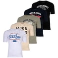 thumbnail image 1 of JACK&JONES Camiseta hombre, pack de 5 - JJLEOGRA TEE CREW NECK, manga corta, cuello redondo, algodón, logo estampado Negro/Blanco/Azul/Verde/Beige 3XL (XXX-Large), 1 of 7