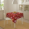 thumbnail image 5 of Dark Red Christmas Square Tablecloth 60x60 Inch Gold White Xmas Snowflake Winter Holiday Theme Decorative Table Cloth Seasonal Rustic Farmhouse for Indoor Party Kitchen Dinner Picnic Decor, 5 of 5