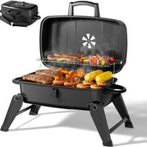 Portable Charcoal Grill, Foldable Lightweight BBQ Grill with Adjustable Vent and 330 sq.in. Cooking Area Outdoor RV, Camping, Patio, Tailgating, Travel