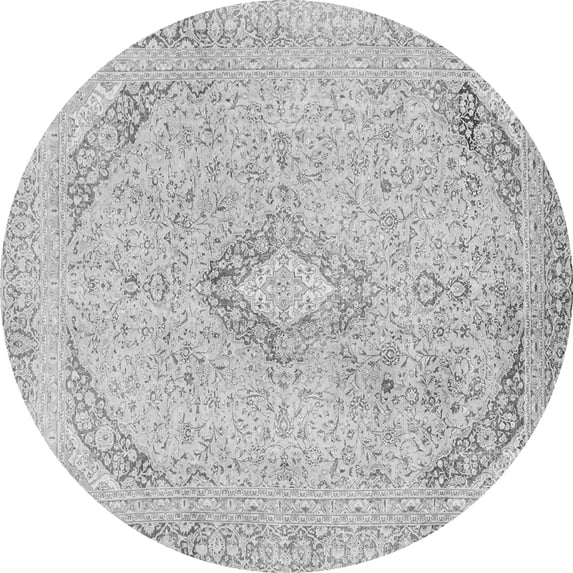 Ahgly Company Indoor Round Abstract Gray Modern Area Rugs, 8' Round