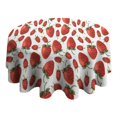 thumbnail image 4 of Strawberry Plants Fruit White Pattern Round Tablecloth 60"x60",Wrinkle Wipeable Table Cloth for Kitchen Dining Room Picnic Patio Party, 4 of 6