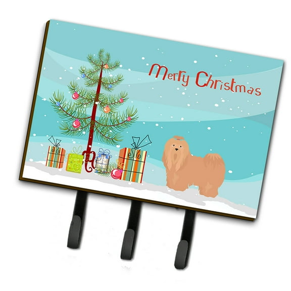 Tan Lhasa Apso Christmas Tree Leash or Key Holder