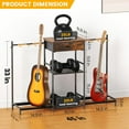 thumbnail image 4 of Flycity Guitar Stands Floor with 4 Guitar Holders, 3-Tier Guitar Rack with Amp Stand & Cloth Drawer, Floor Adjustable Guitar Holder Display for Music Room Home Studio, 4 of 7